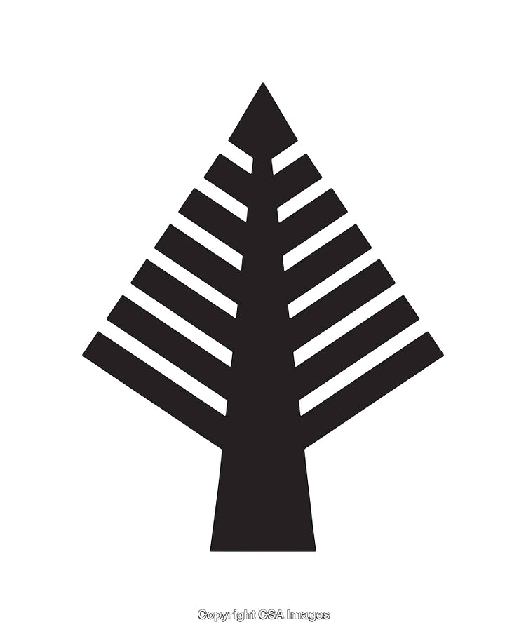 Geometric Black Tree Icon in Minimalist Design on White Background