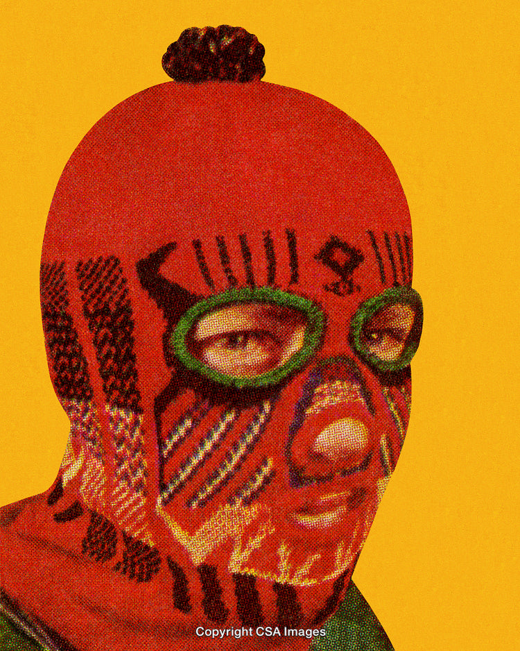 Colorful Stylized Portrait of Masked Person on Vibrant Background