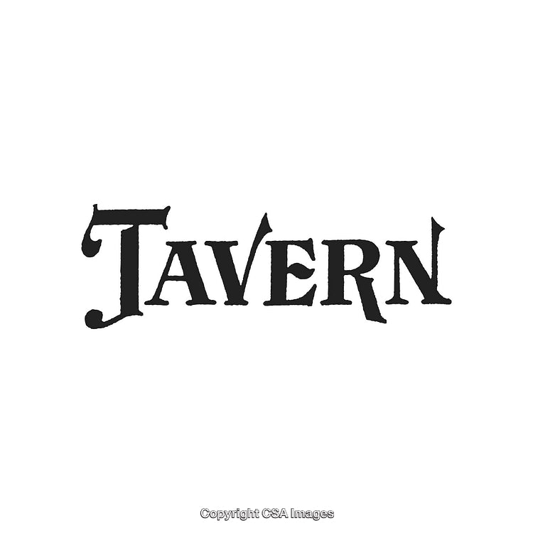 Vintage Styled Tavern Sign with Bold Text on White Background