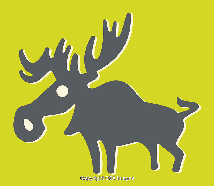 Colorful Cartoon Style Moose Silhouette - Wilderness Animal Illustration