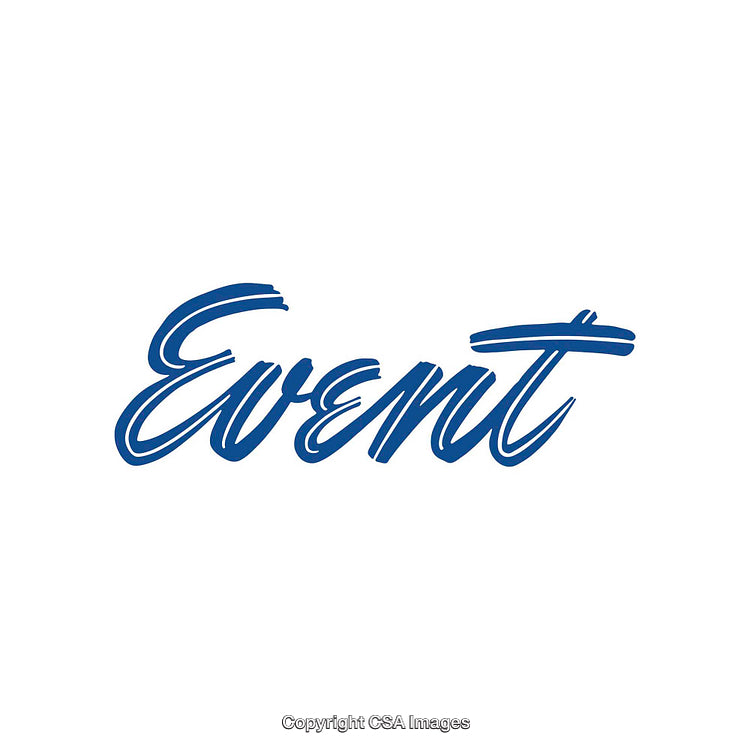 Elegant Blue Cursive Event Text on White Background for Design Use