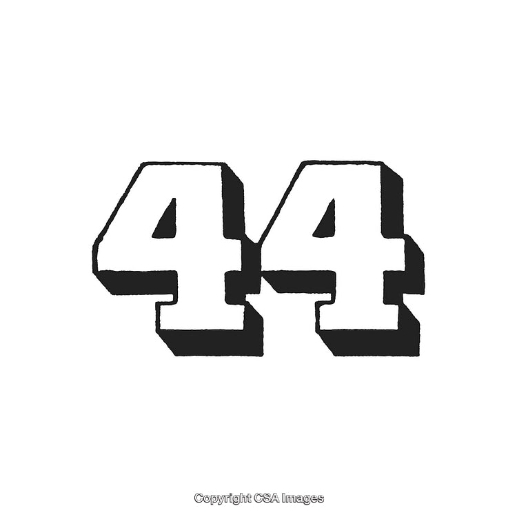 Bold Black and White Number 44 Graphic Design Illustration