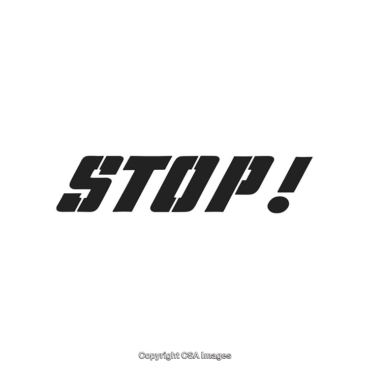 Bold Black STOP Sign Text on White Background for Emphasis