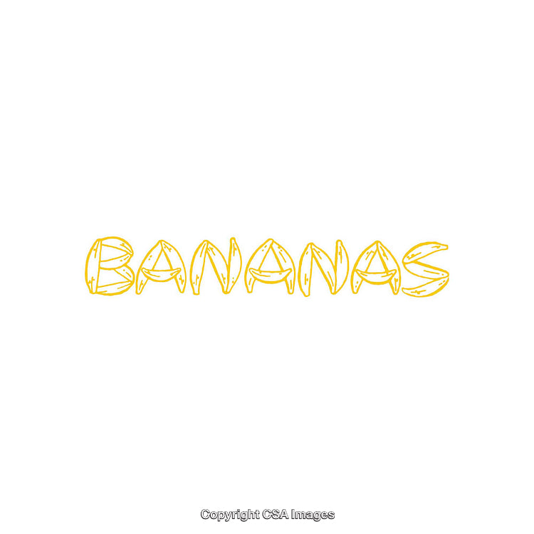 Creative Banana-Themed Typography Design with Unique Lettering on White Background