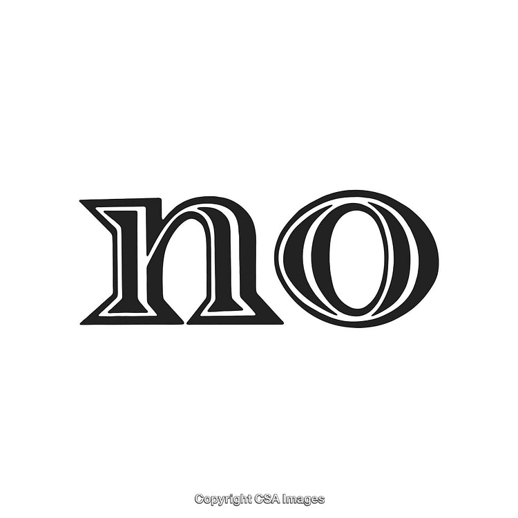 Bold Black Typography Spelling the Word 'No' on White Background
