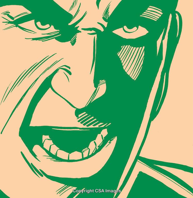 Dynamic Comic-Style Illustration of an Angry Face in Bold Colors