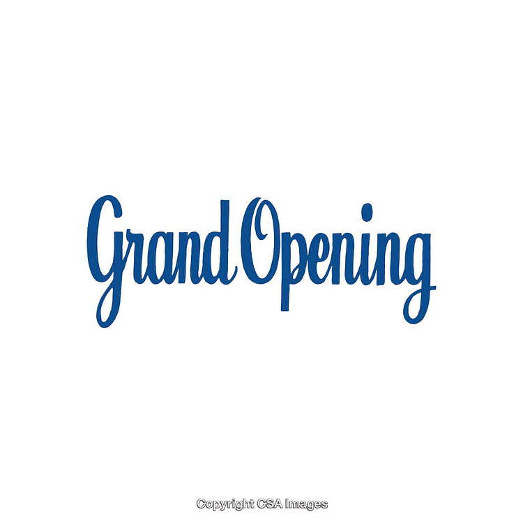 Elegant Typography Featuring the Words 'Grand Opening' in Bold Blue Text