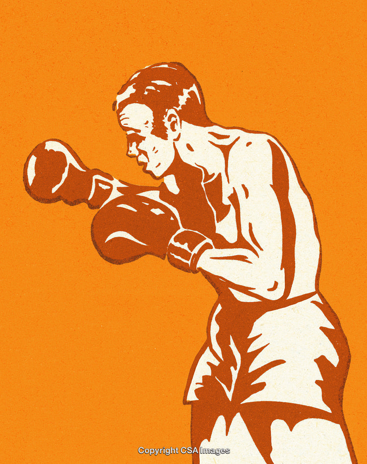 Vintage Style Illustration of a Boxer in a Strong Stance