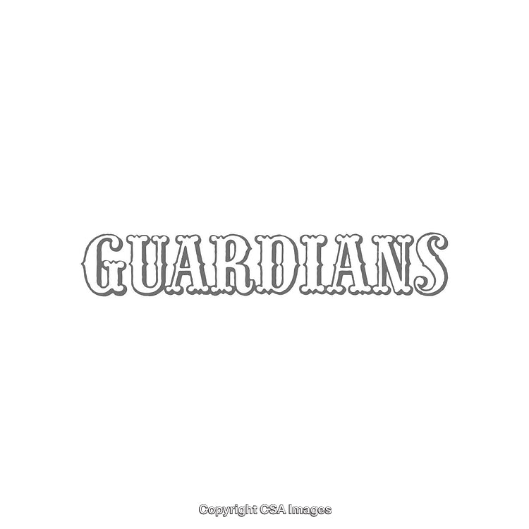 Decorative Typography Graphic With Word 'Guardians' in Bold Lettering Style