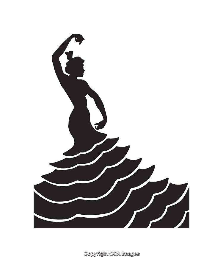 Elegant Silhouette of a Flamenco Dancer in Artistic Line Art Style