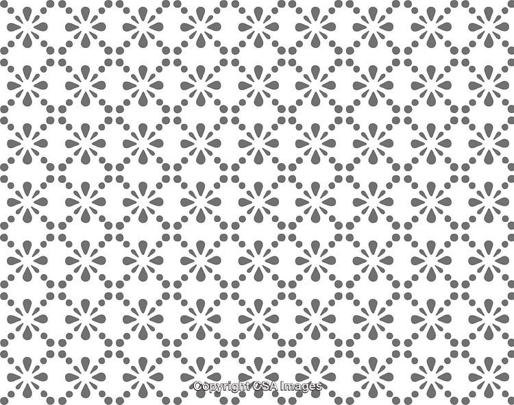 Intricate Floral Pattern with Geometric Symmetry in Gray and White Design