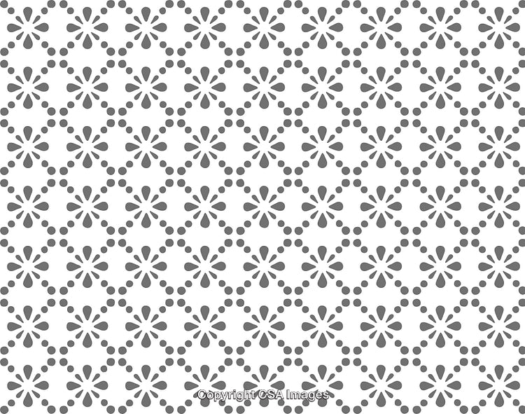 Intricate Floral Pattern with Geometric Symmetry in Gray and White Design