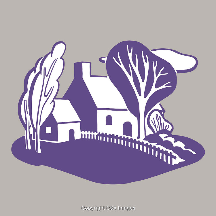 Charming Countryside House in Artistic Line Art Style