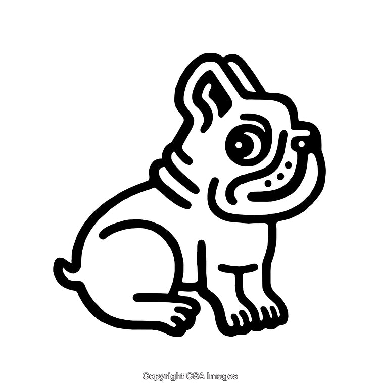 Adorable Black and White Bulldog Line Art Illustration