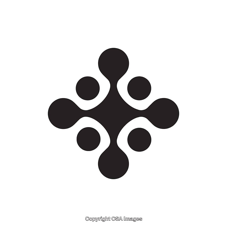 Minimalist Black and White Abstract Shape with Circular Patterns