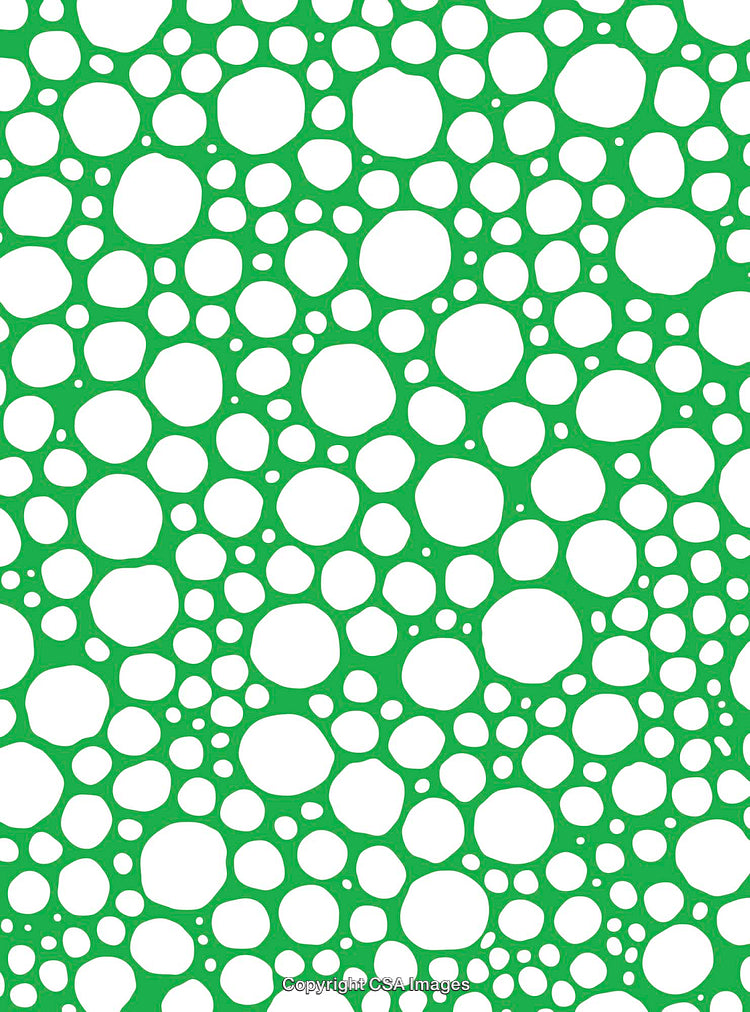 Green and White Circular Pattern with Abstract Overlapping Design