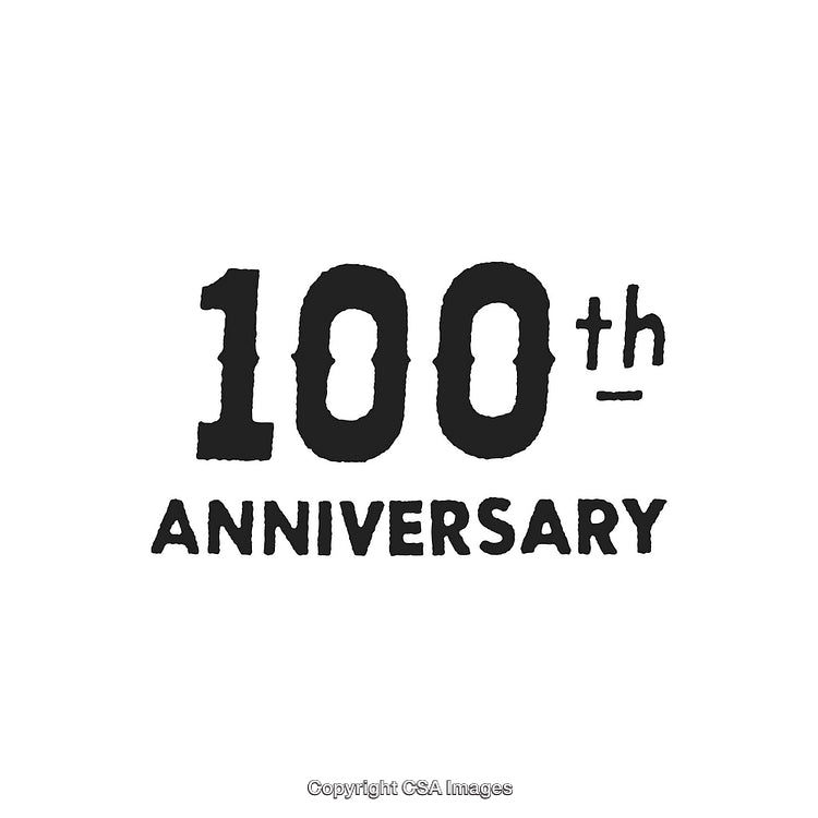 Classic Design Celebrating 100th Anniversary with Bold Black Text on White Background