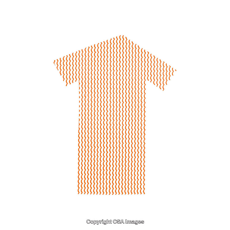 Orange Patterned Arrow Design with Wavy Lines on White Background