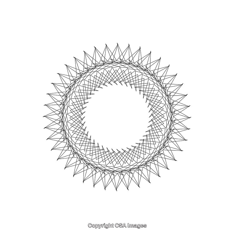 Intricate Monochrome Geometric Shape with Circular Pattern Design