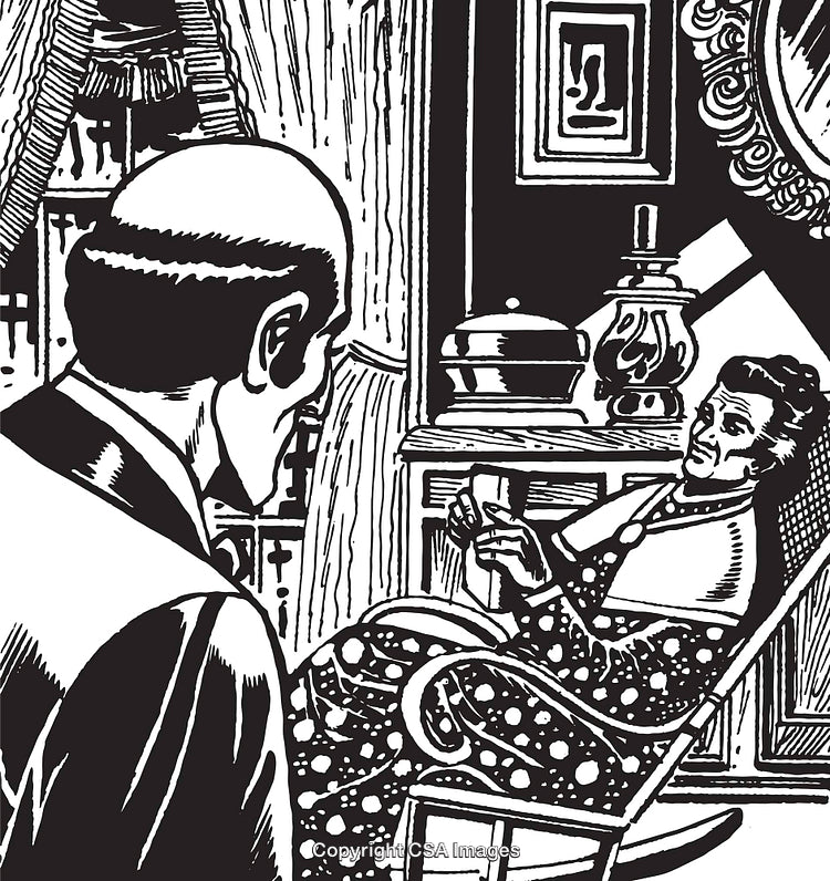 Vintage Illustration of a Cozy Home Interior Scene with Relaxing Figures