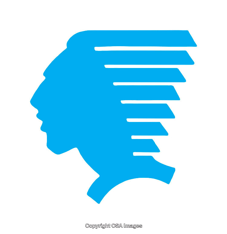 Silhouette of a Profile Head with Geometric Design Elements