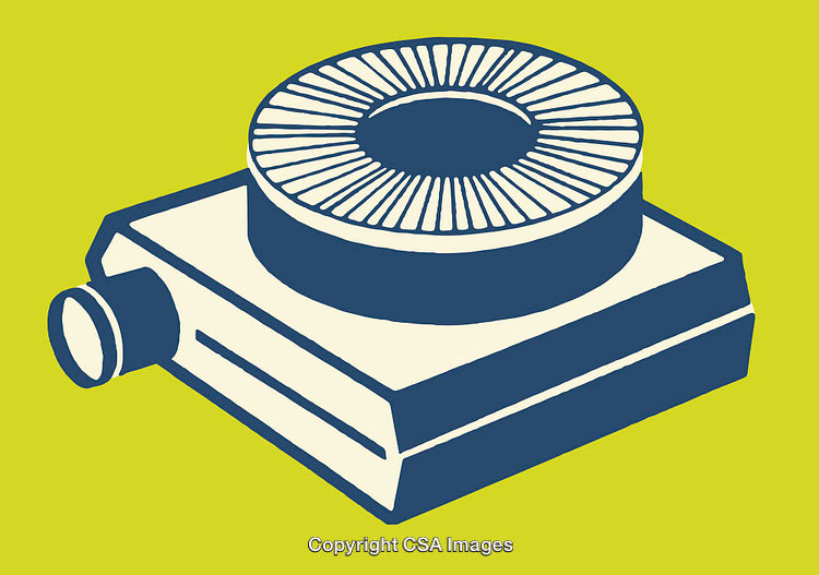 Vintage Slide Projector Illustration on Bright Background