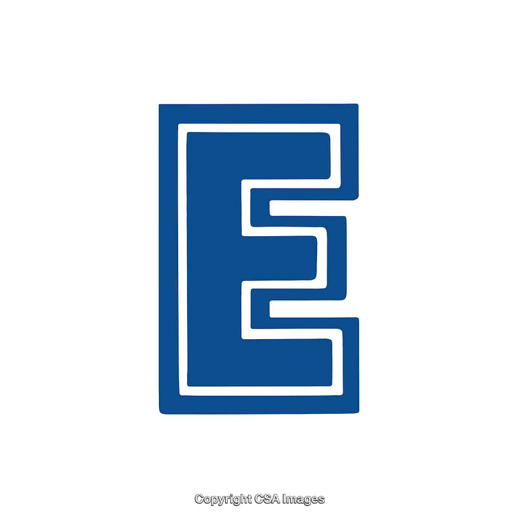 Stylized Blue Letter E on White Background for Graphic Design