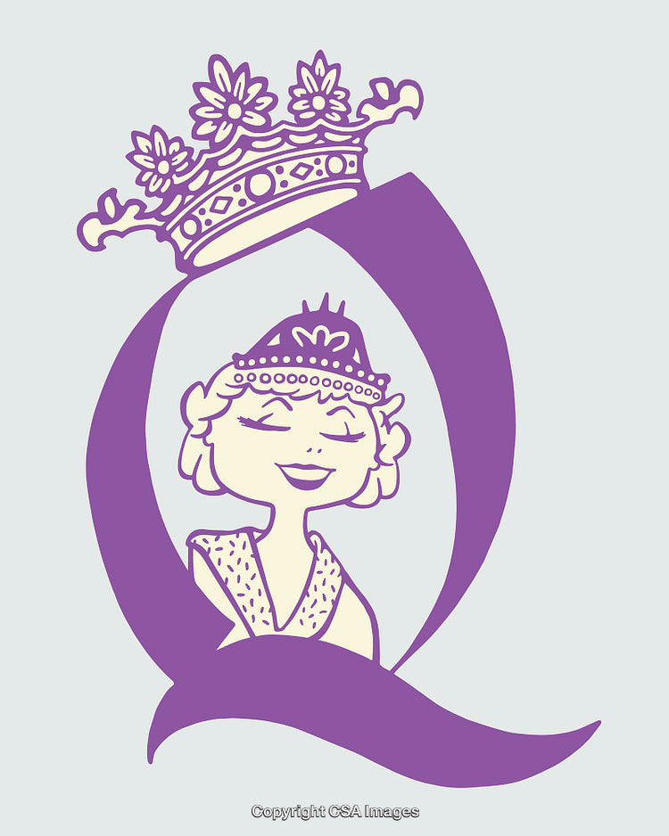 Illustration of a Queen Wearing a Crown with a Decorative Background Design