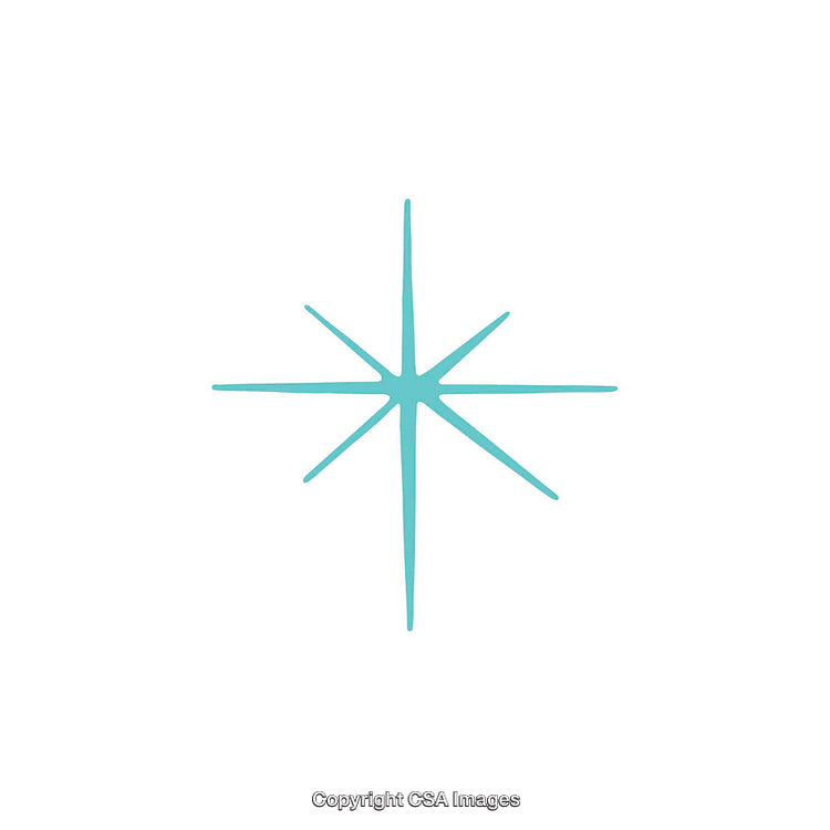Simple Turquoise Eight-Pointed Starburst Symbol On a White Background