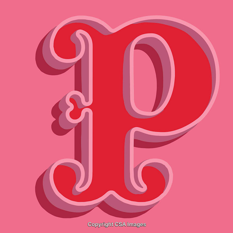 Elegant Stylized Letter P With Vintage Design on Pink Background