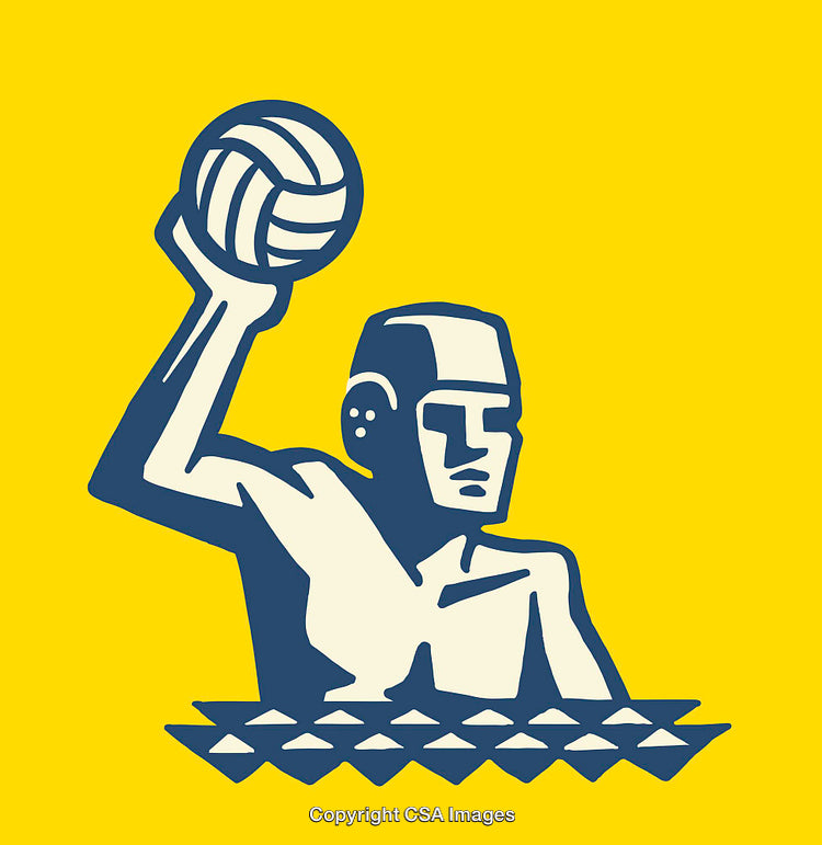 Retro Style Illustration of Water Polo Player Holding Ball