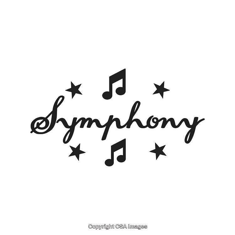 Artistic Musical Symphony With Notes and Stars in Monochrome Design