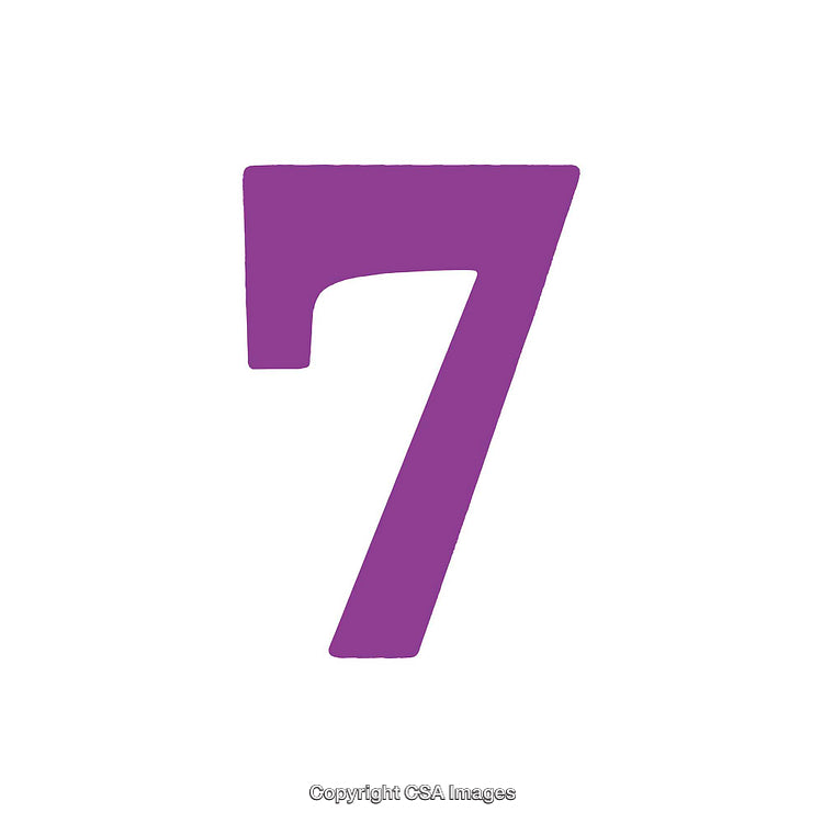 Purple Number Seven on a Plain White Background