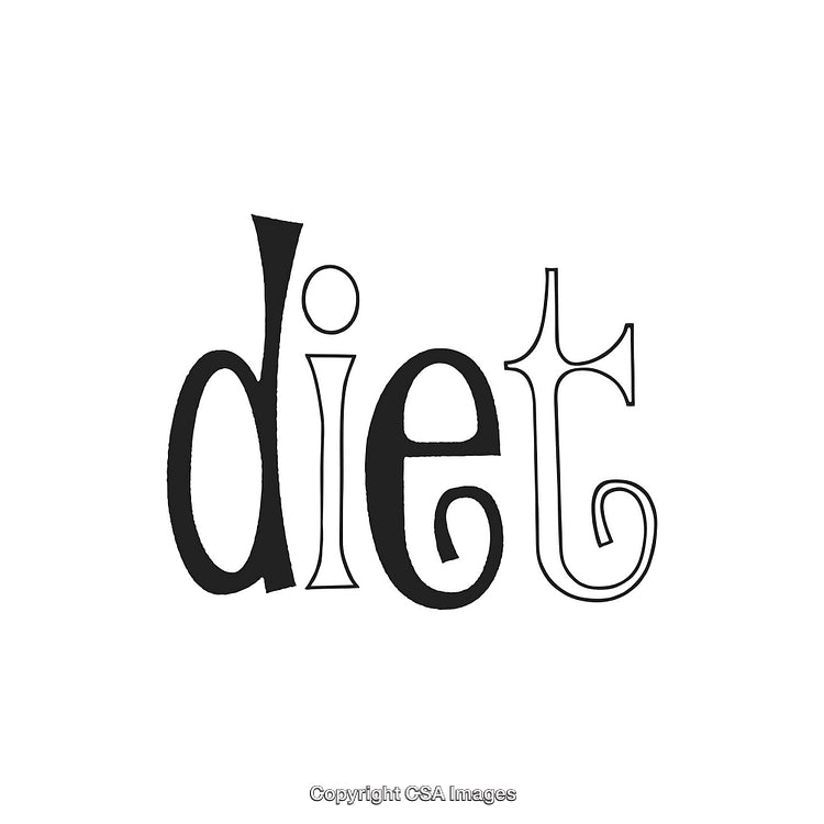 Creative Black and White Illustration of the Word Diet in Artistic Typography