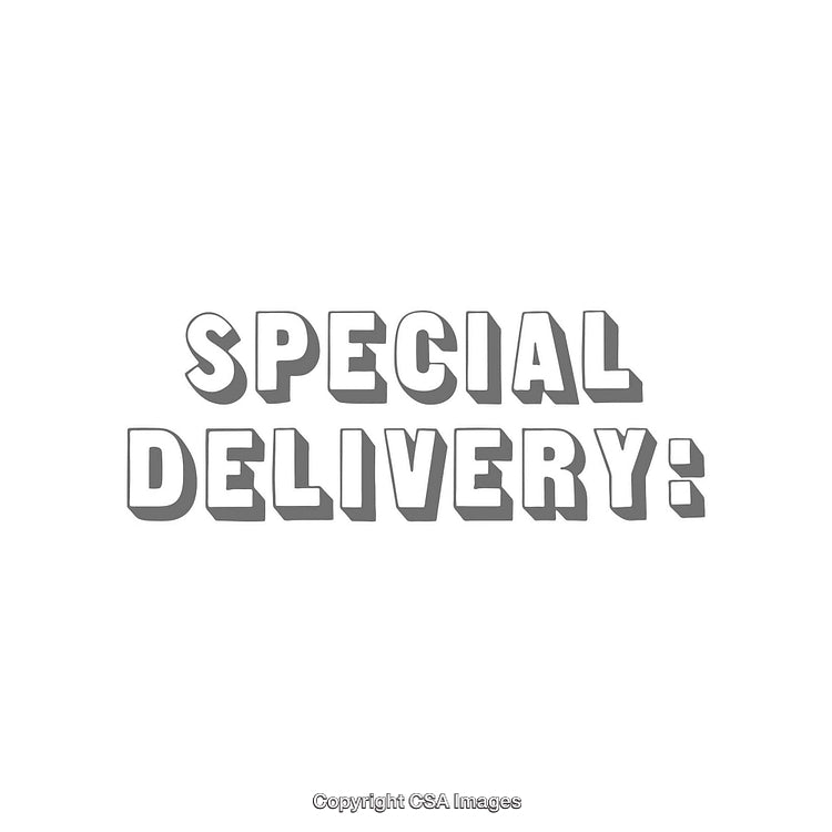 Special Delivery Text in Bold Three-Dimensional Typography on White Background