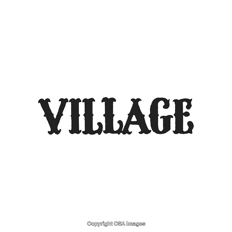 Vintage Lettering of the Word Village in Bold Decorative Font