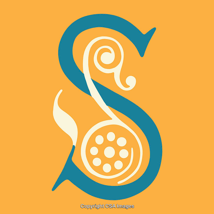 Elegant Artistic Design of the Letter S on Orange Background
