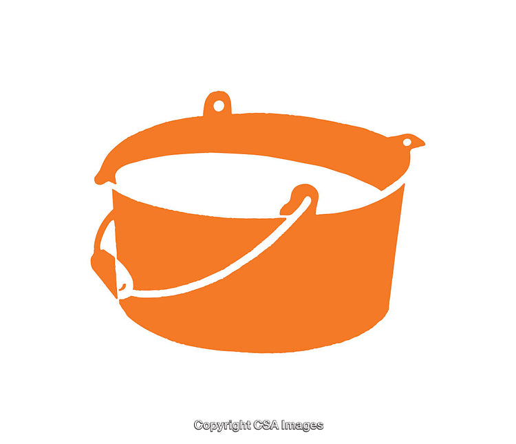 Bright Orange Icon of a Simplistic Bucket Design with Handle