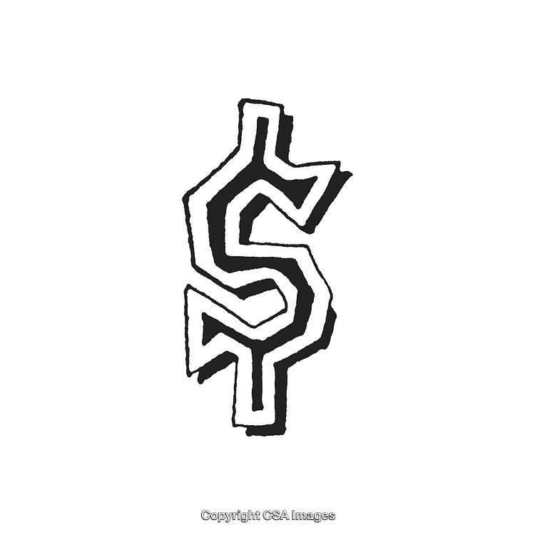 Bold Black and White Abstract Dollar Symbol Artwork