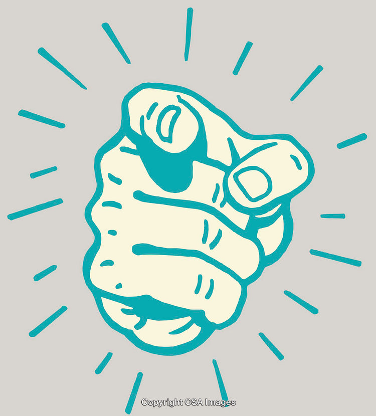 Illustrated Hand Pointing Forward With Radiating Lines on Neutral Background