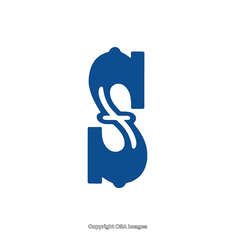 Stylized Blue Letter S on White Background with Artistic Design