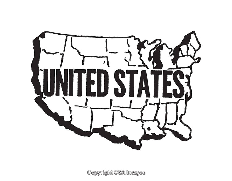 Black and White Map Illustration of the United States