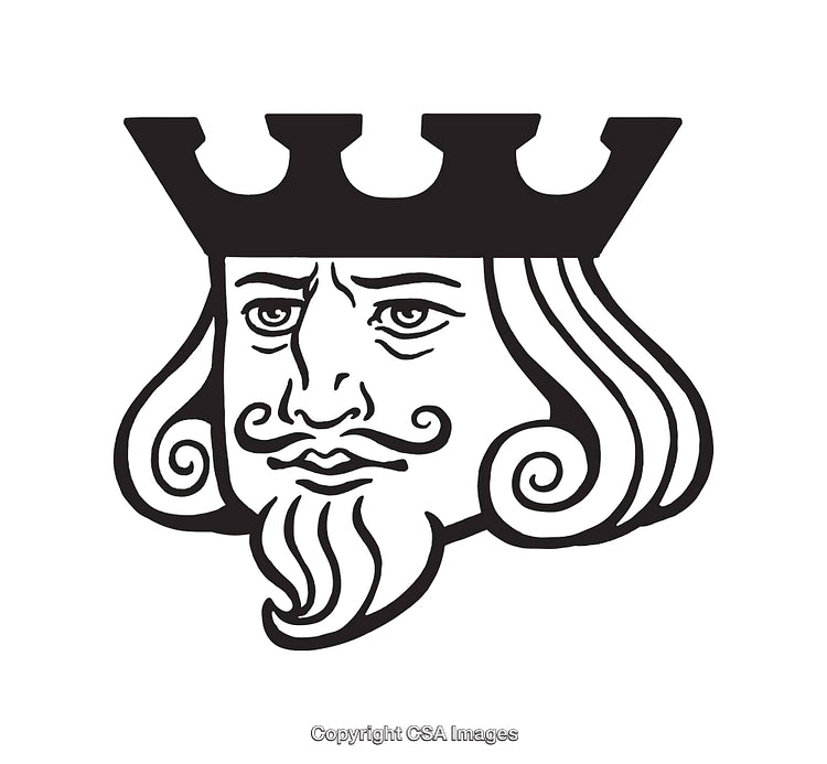 Black and White Line Art Illustration of a King Crown Design