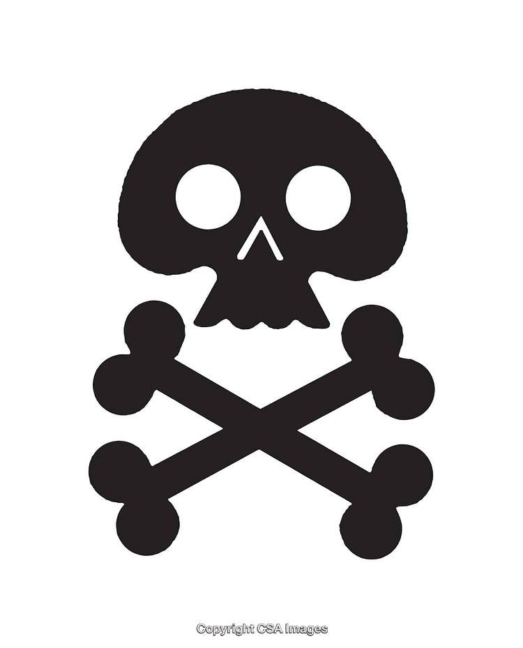 Black and White Skull and Crossbones Illustration Symbol