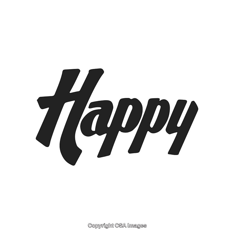 Stylish Typography of the Word Happy in Black Lettering on White Background
