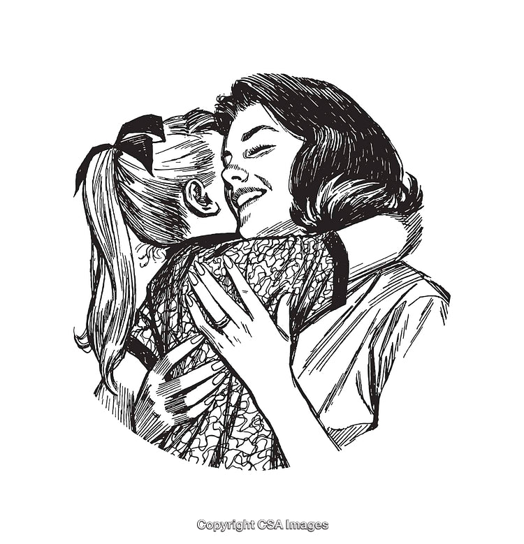Heartwarming Line Art of Two Individuals Sharing a Loving Embrace