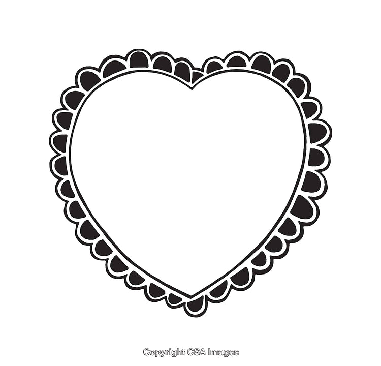 Black And White Heart-Line Illustration with Decorative Edge Design