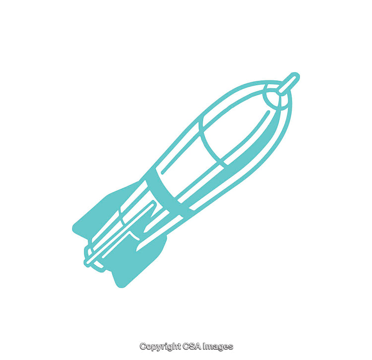 Minimalist Aqua Blue Rocket Icon Design for Technology Concepts