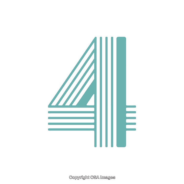 Number Four Styled with Lines in Minimalist Design